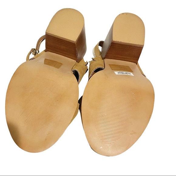 Torrid Tan Suede Criss Cross Strappy Open Toe Block Heel Size 11 New - Picture 7 of 7